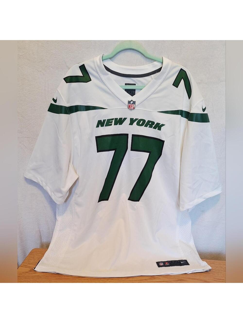 Nike New York Jets Mekhi Becton #77 Jersey White Men’s XXL NFL On Field Game